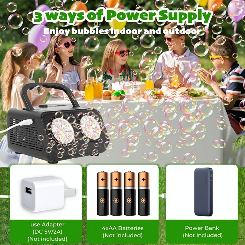 Upgrade Automatic Bubble Blowing Machine, 2 Fan Bubble Blowing Machines, 30000+bubbles Per Minute, White And Black Electric Bubble Machine, Plug-in Or Battery Operation, Outdoor Bubble Toy