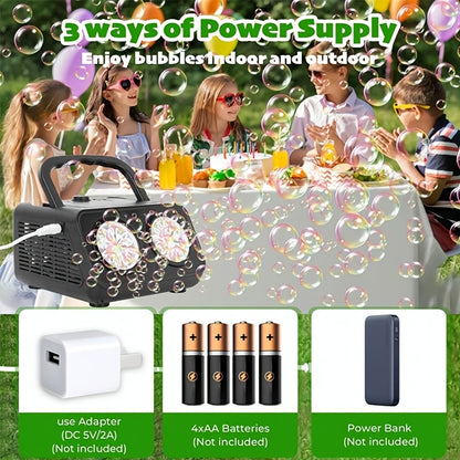 Upgrade Automatic Bubble Blowing Machine, 2 Fan Bubble Blowing Machines, 30000+bubbles Per Minute, White And Black Electric Bubble Machine, Plug-in Or Battery Operation, Outdoor Bubble Toy