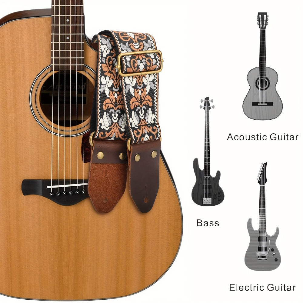 Jacquard Guitar Strap, 2-Inch Adjustable Strap with Picks and Locks