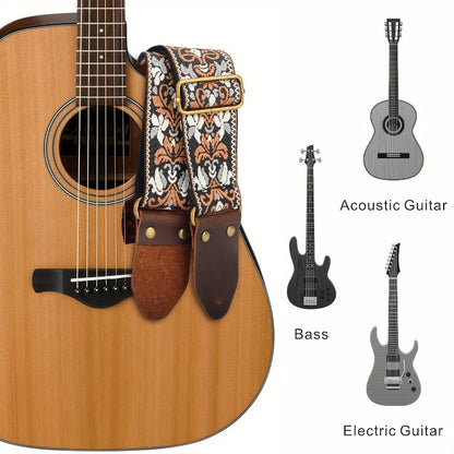 Jacquard Guitar Strap, 2-Inch Adjustable Strap with Picks and Locks
