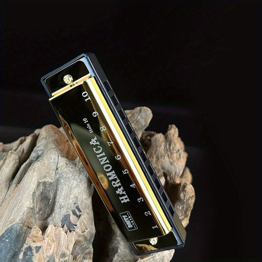 Professional Blues Harmonica 10 Hole C-Key Blues Harmonica, Comes with Hard Box, Suitable As a Gift for Beginners, Students, Adults, And Professionals, Comes with a Sanrio Sticker