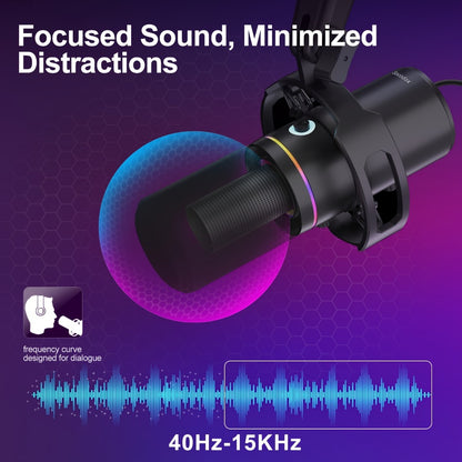 XLR and USB Dynamic Microphone Kit with Noise Control and Boom Arm