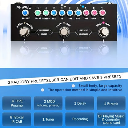 Guitar Multi-Effects Processor, Wireless, USB, M-VAVE for Guitar Or Bass Tone Shaping
