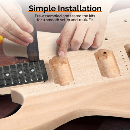 Glarry DIY Electric Guitar Kit, 6 Strings Guitar Kit with Mahogany Wood Body Maple Neck for Beginner, All Components Included Build Your Own Guitar