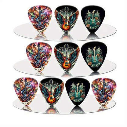 50pcs/box Random Band Pictures 0.46/0.71/1.0mm Guitar Paddles Guitar Accessories Acoustic Guitar Paddles/ukulele Accessories Dreamy Style
