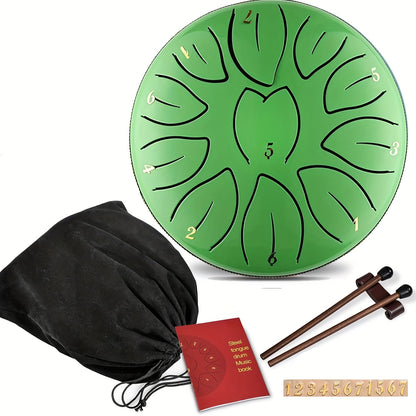 8-tone 6-inch Steel Tongue Drum | Hand Pot Drum For Yoga, Meditation, And Stress Relief | Rain Drum For Outdoor Gardens And Terraces | Ideal For Outdoor Garden Music With Mallet And Sheet Music