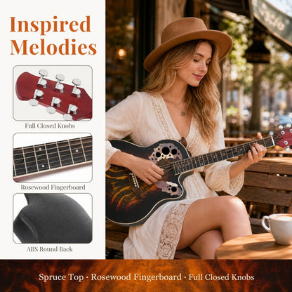 Acoustic Guitar, Adjustable, Full Size, Electric, 41-Inch for Lessons and Practice