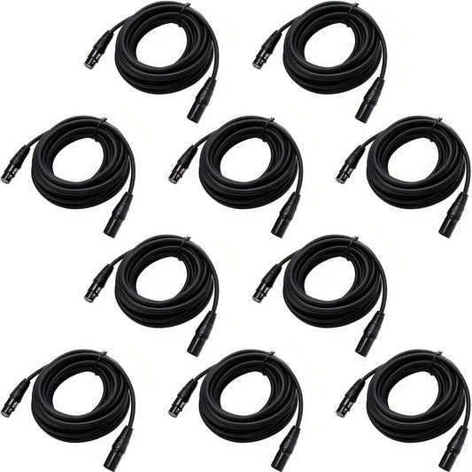 10 Pack/ 26.3ft DMX Cable 8 Meter DMX Signal Cables with 3 Pin XLR Male to Female Connector Stage Light Signal Wires for Stage Lighting Accessories Spotlight DJ Lights, Black