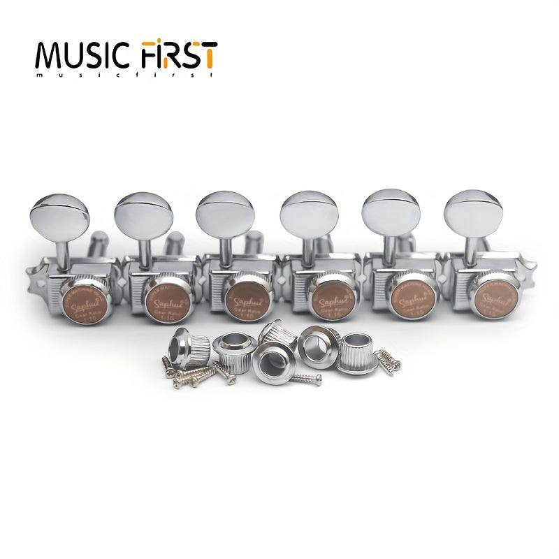 SAPHUE 6pcs Chrome Inline Guitar Locking Tuners - Vintage for Style, Easy Install, for ST And TL Electric/Folk/Acoustic Guitars