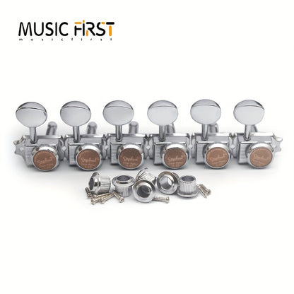SAPHUE 6pcs Chrome Inline Guitar Locking Tuners - Vintage for Style, Easy Install, for ST And TL Electric/Folk/Acoustic Guitars