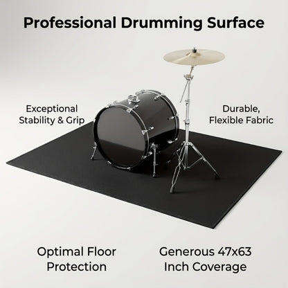 Non-Slip Drum Mat, 47 x 63-Inch Floor Pad for Acoustic and Electronic Kits