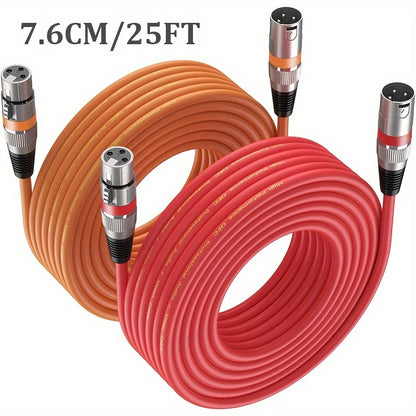 2pcs QIDUOHAO High-Quality V2pcs, 6-inch, 10-inch, 15-inch Size XLR Cables, 35-foot 2pcs - 3-Pin Balanced XLR to C Microphone Cables, for Microphones, Mixers, Recording Studios, Podcasting, Broadcast Microphones, Gaming Microphones