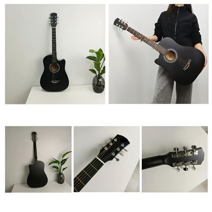 Acoustic Guitar, Black, 38 Inch, Inch, Beginner, Set for Lessons and Practice