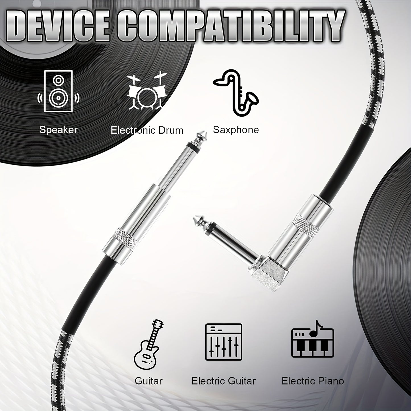 [Guitar Cables Multicolor] 6pcs Guitar Instrument Cables, 3/10Ft Bass Accessory Cables, Copper Amplifier Cables, Suitable for Bass And Electric Guitar Keyboard Effects Microphone, Multicolor