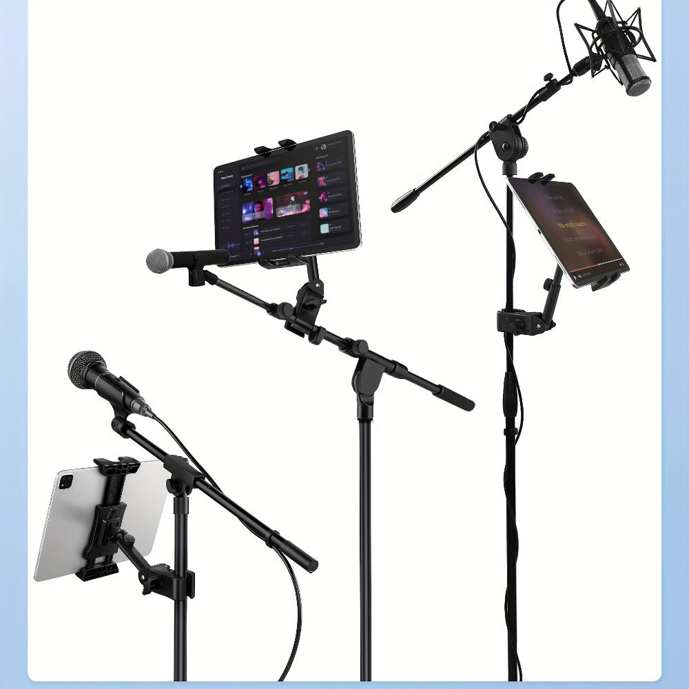 Microphone Stand Tablet Holder for 4.7 to 13.5-Inch Phones and Tablets