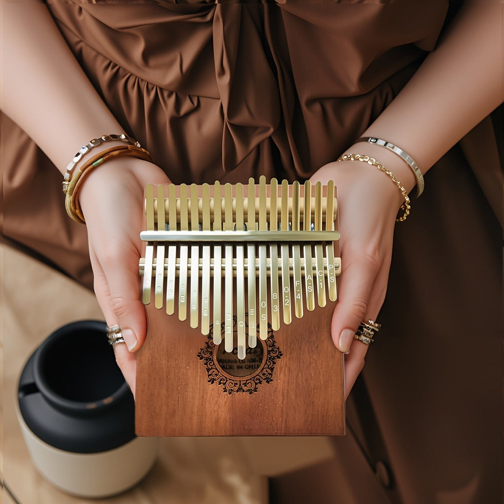 17-Key Vintage Kalimba Thumb Piano with Learning Guide and Tuning Hammer