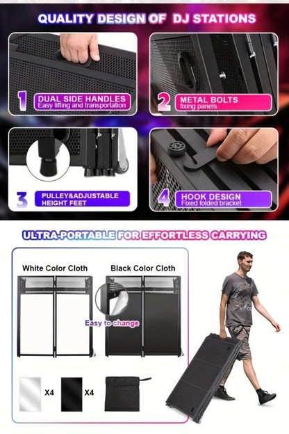 Portable DJ Booth, Portable, 5 inch, Facade for Supporting And Screening Dj Controllers