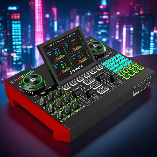 G10 Professional Podcast Influencer KOL Singing Gaming DJ Mixing Station Controller Equipment Studio Professional Recording Electronic Music Mixer Power Karaoke Machine Available Dynamic Condenser Wireless Microphone Portable Microfono