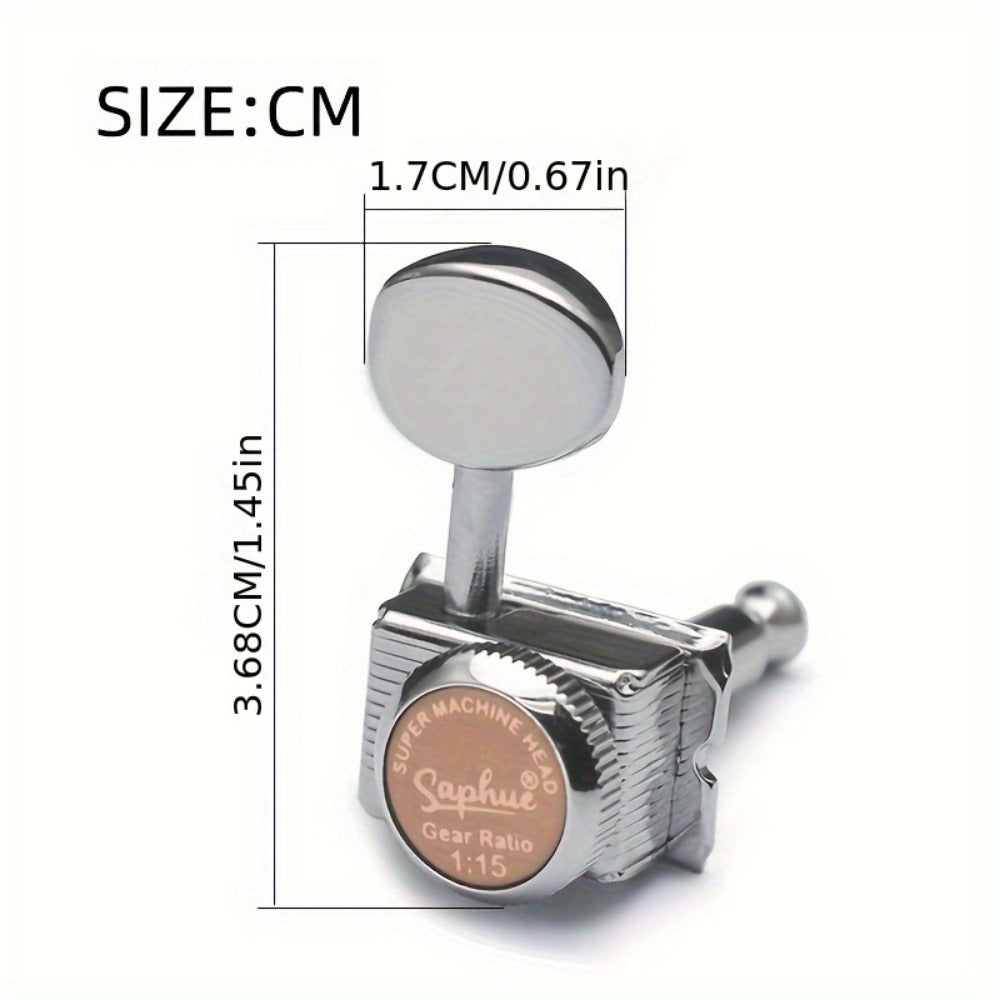 6-Inline Locking Guitar Tuners, 1:15 Ratio, Chrome or Gold Set