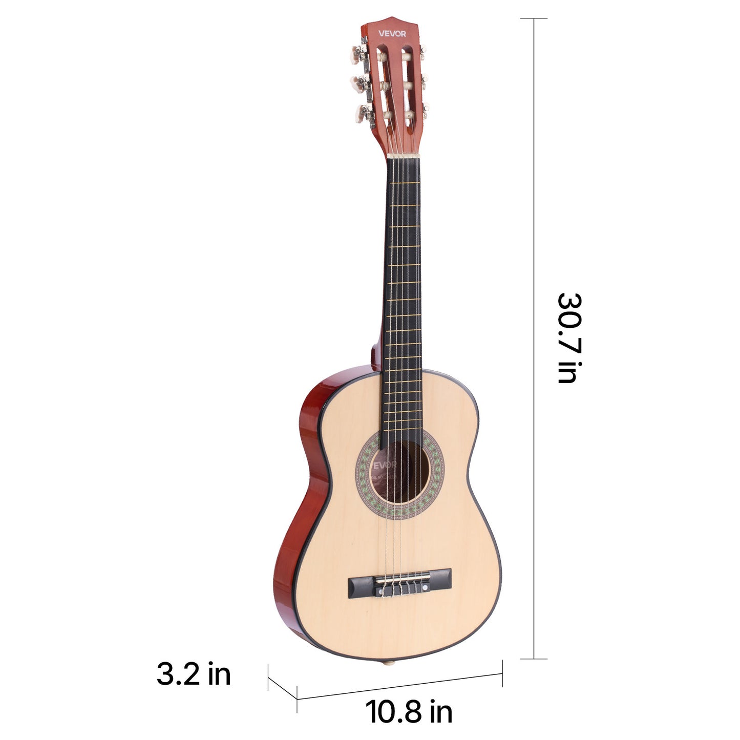 VEVOR Classical Guitar 30 in Guitar Beginner Starter Kit Nylon Strings Sunburst Sunrise Color/Black/Natural Color/Pink