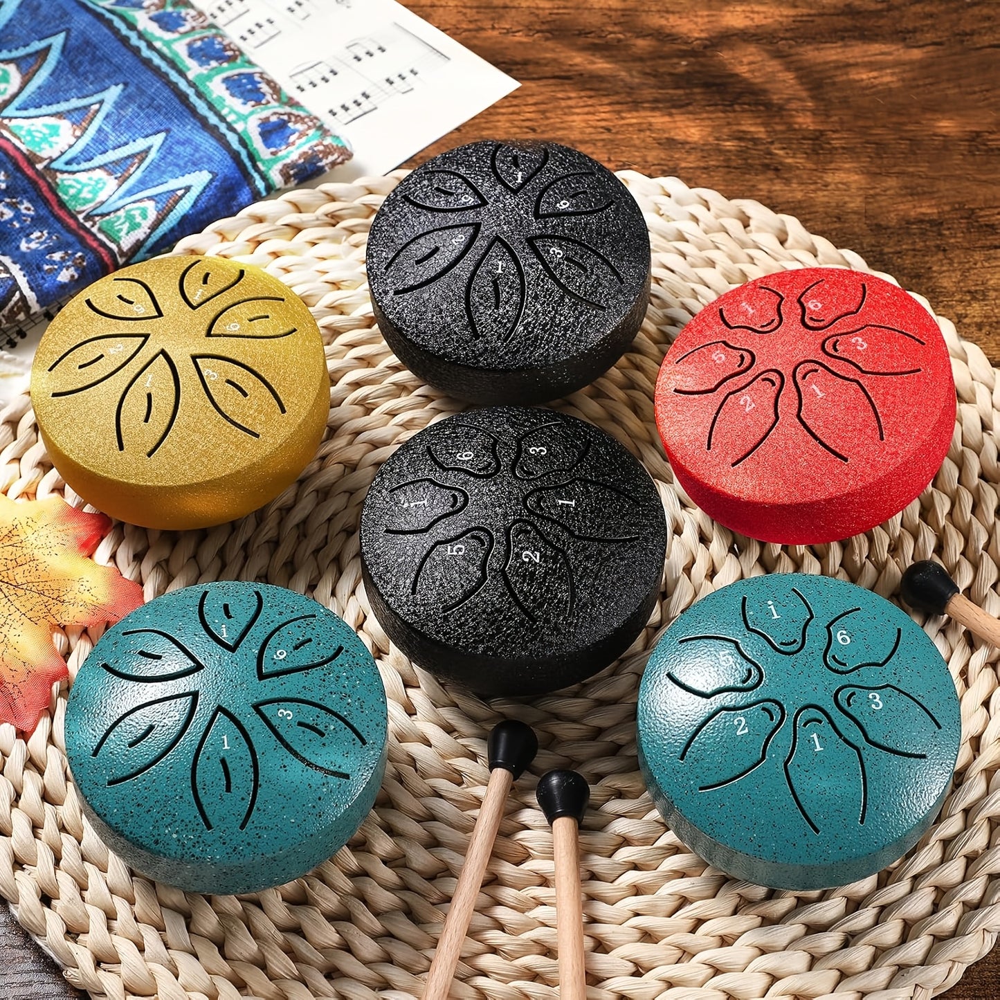 1/6pcs, Bass Drum, Outdoor Garden Rain Drum Air Pulse Drum for Outdoor Rain, Rain Drum And Rain Bell, Garden Instrument Rain Drum, Outdoor Air Pulse Rain Drum for Healing And Meditation (Additions: Cardboard Box, Cloth Bag, Sheet Music, Drumsticks)