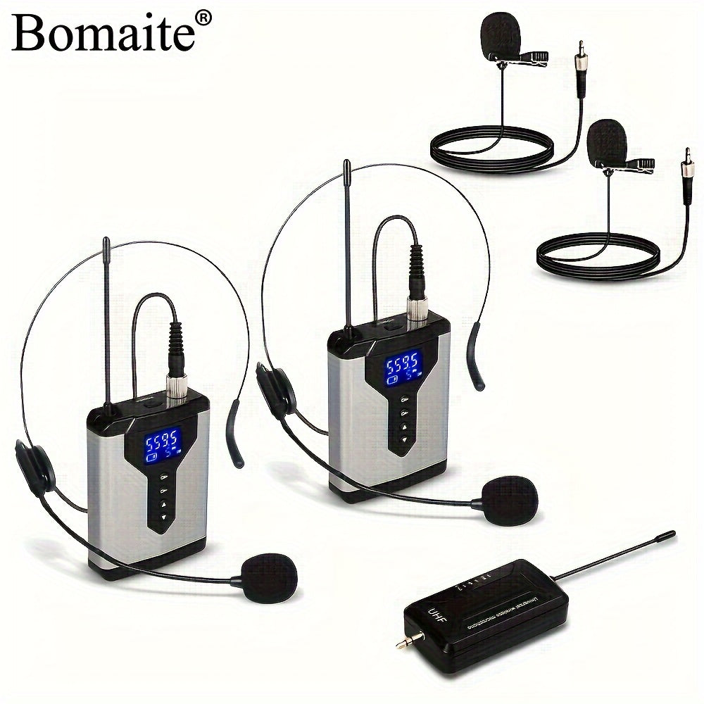 Bomaite Q7 Wireless Lavalier Microphone System Lapel Mic with Rechargeable Bodypack And Receiver Wireless Micro Phone for SLR Cameras, Audio Mixer, Computer, Phone Etc