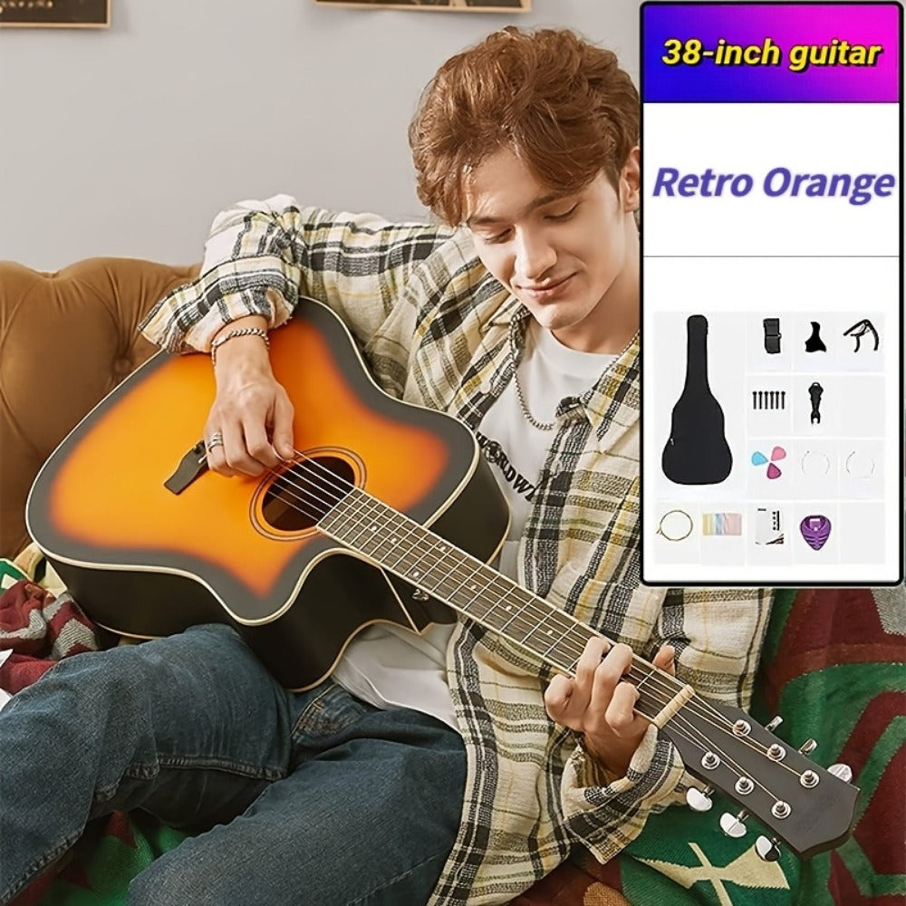38-Inch Cutaway Acoustic Guitar Kit with Nylon Strings and Gig Bag