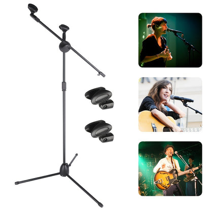 Dual-Clamp Iron Microphone Holder with Adjustable Stand for Stage and KTV