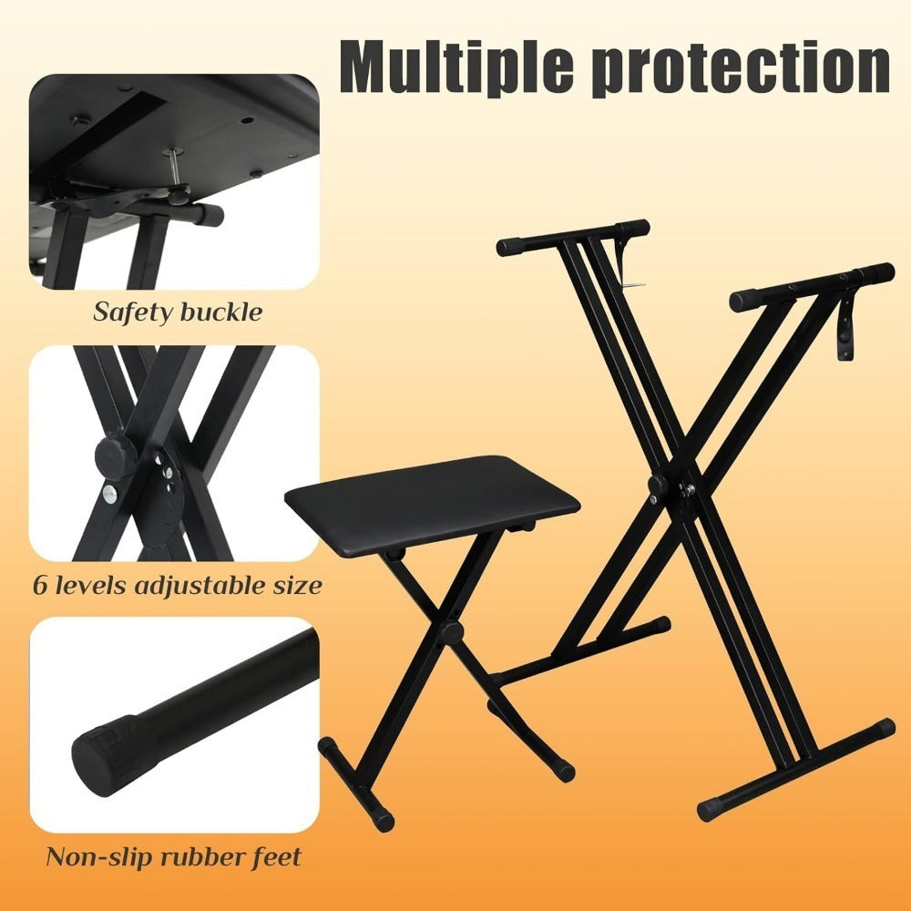 X-Style Keyboard Stand and Bench Set for 49, 61, 76 and 88-Key Pianos