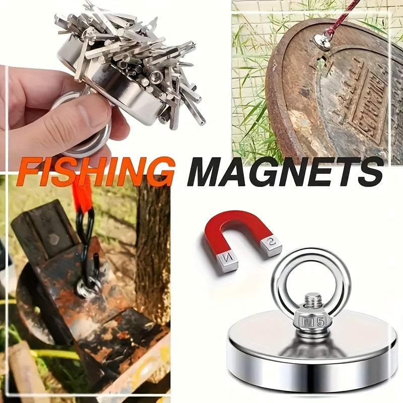 1500 Pounds Pulling Force Magnet Fishing Set, Includes Neodymium Durable Rope, Carabiner, Gloves, And 304 Thread Locker Glue High-quality River Recycling And Magnetic Fishing Magnets With Ropes, A Magnet Tool Suitable For Outdoor Use