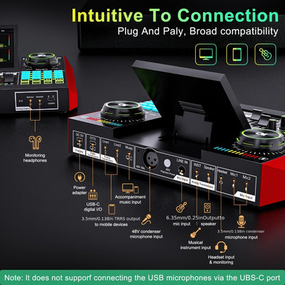 USB Audio Interface, Condenser, USB, Tenlamp, G10, Pro for Recording and Streaming