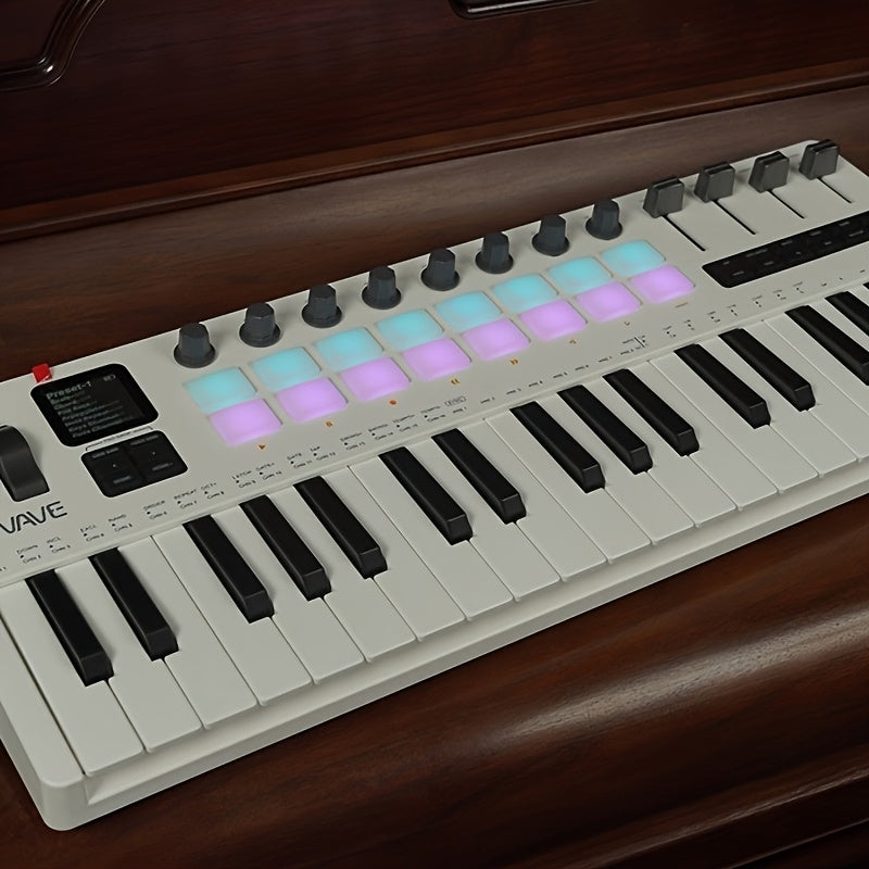 M-VAVE SMK-37 Pro Portable MIDI Keyboard with 37 Keys, Synthesizer, Music Composition Controller, And Drum Pads