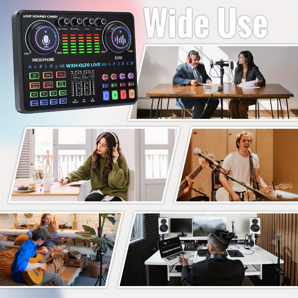 USB Audio Interface, 48 volts, Wireless, USB-C, Podcast, Equipment for Recording