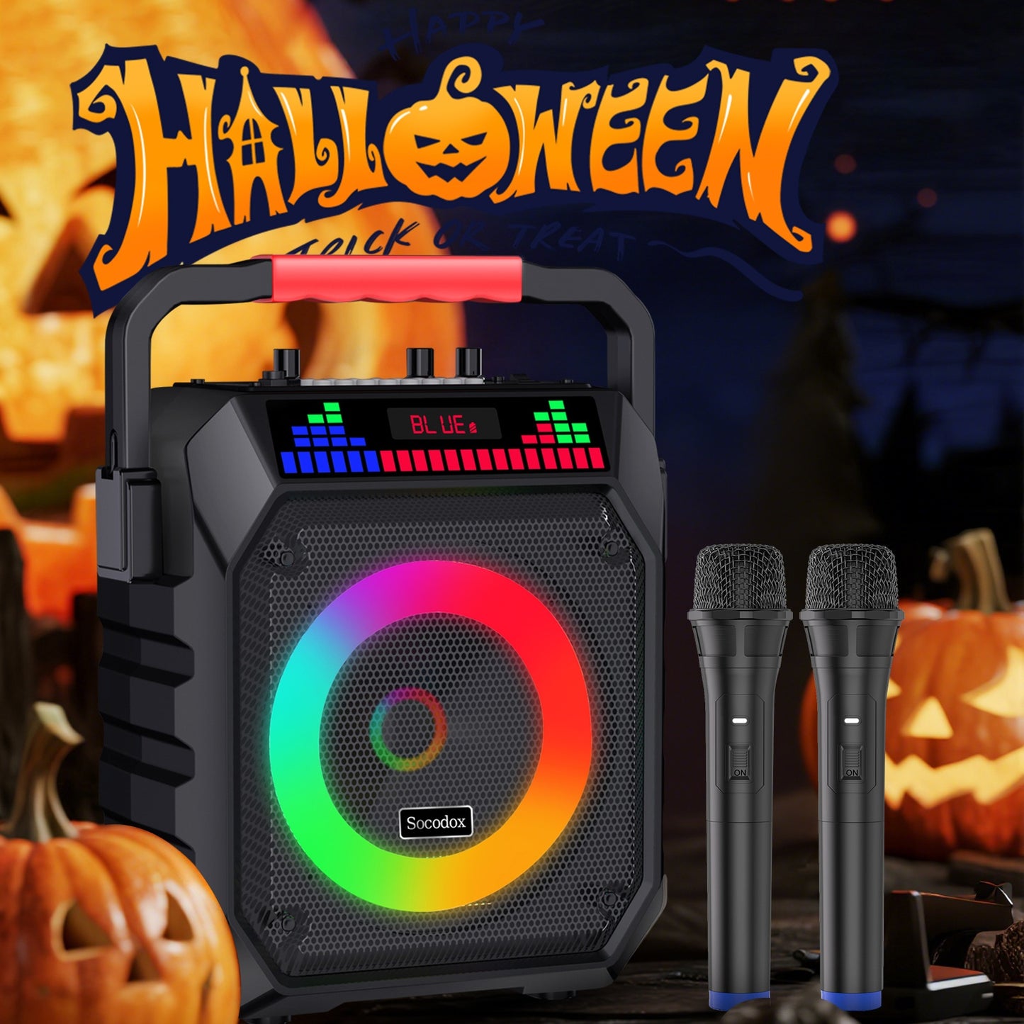 Portable Karaoke System Featuring a Wireless Speaker And Two Microphones, Suitable for Both Adults And Children. It Includes Lights And an Autotune DSP Chip, And Supports TWS, TF Card, USB, AUX, And Live Functions, Making It Perfect for Home Parties