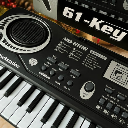 Portable Electronic Keyboard, Piano Keyboard, USB, 61-Key, Piano, Set for Beginner Lessons