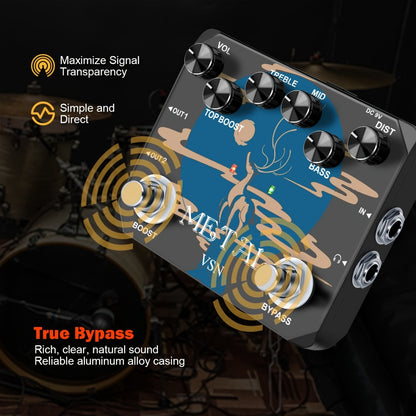 Guitar Effects Pedal, True Bypass, Heavy, Metal for Electric Guitar Or Bass Tone Shaping