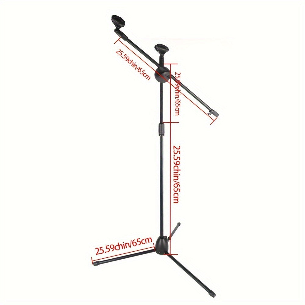Pair of Adjustable Tripod Microphone Boom Stands for Stage and Studio