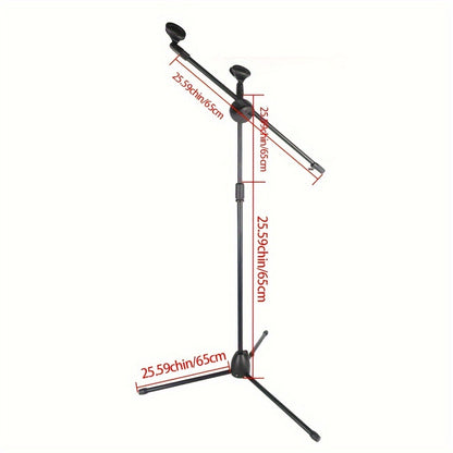 Pair of Adjustable Tripod Microphone Boom Stands for Stage and Studio