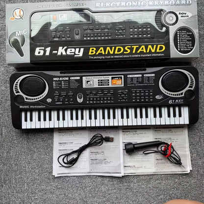 Portable Electronic Keyboard, Piano Keyboard, USB, 61-Key, Piano, Set for Beginner Lessons