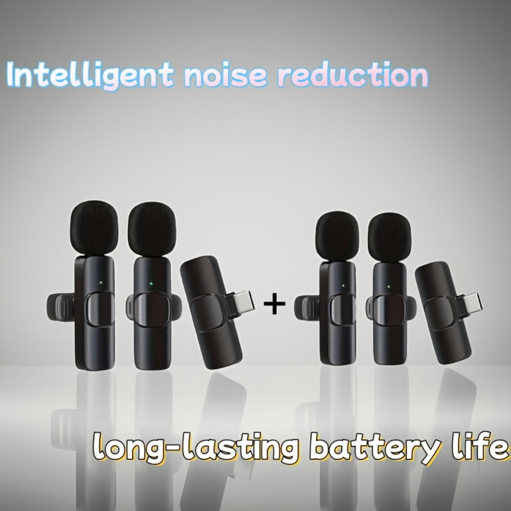 Recording Microphone, Wireless Lavalier Microphone, Wireless, USB-C, 4-Pack, Lavalier
