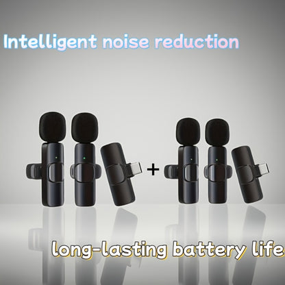 Recording Microphone, Wireless Lavalier Microphone, Wireless, USB-C, 4-Pack, Lavalier