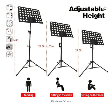 Music Stand, Heightened Music Stand, Adjustable Music Sheet Stand Portable Folding With Carry Bag For Guitar, Ukulele, Violin Players(Higher Version, 1 Pack
