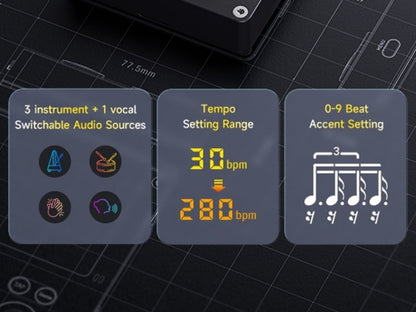 Portable Digital Metronome with Four Modes and Rhythm Trainer for Musicians