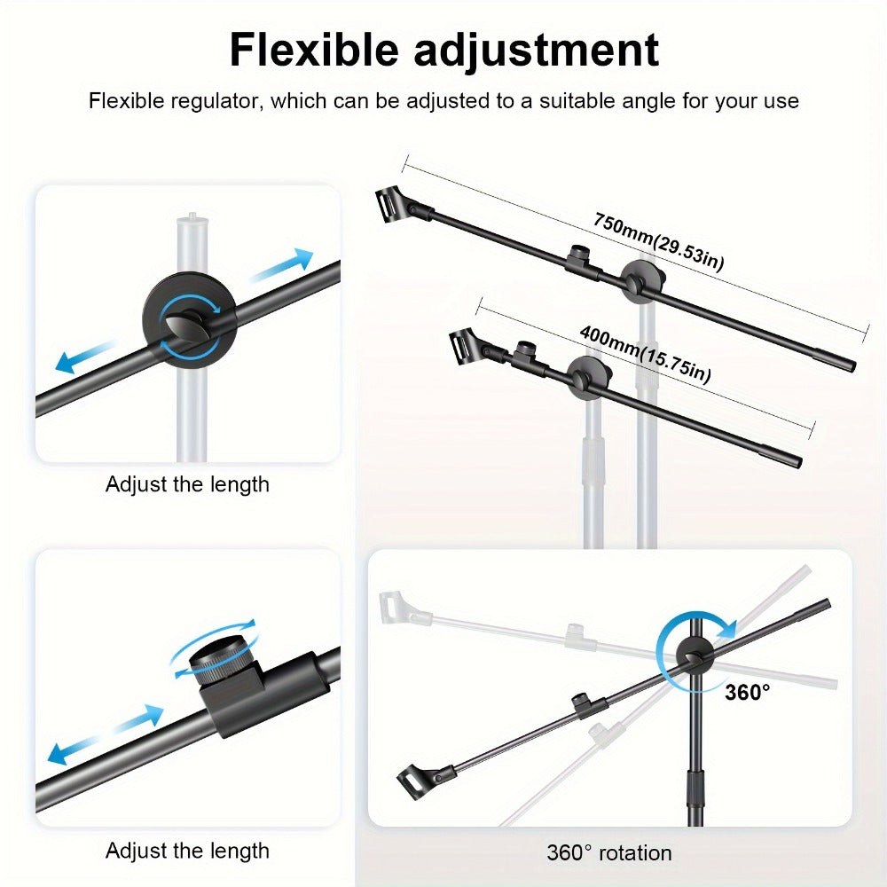 Portable Tripod Microphone Boom Stand with Clip and Carrying Bag