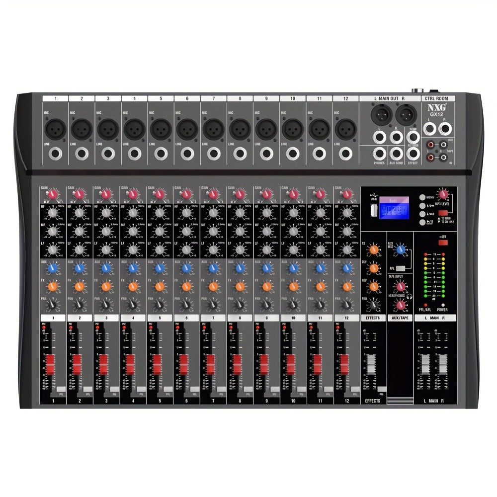 Audio Mixer, USB, Professional, 12-Channel, Controller for Live Sound