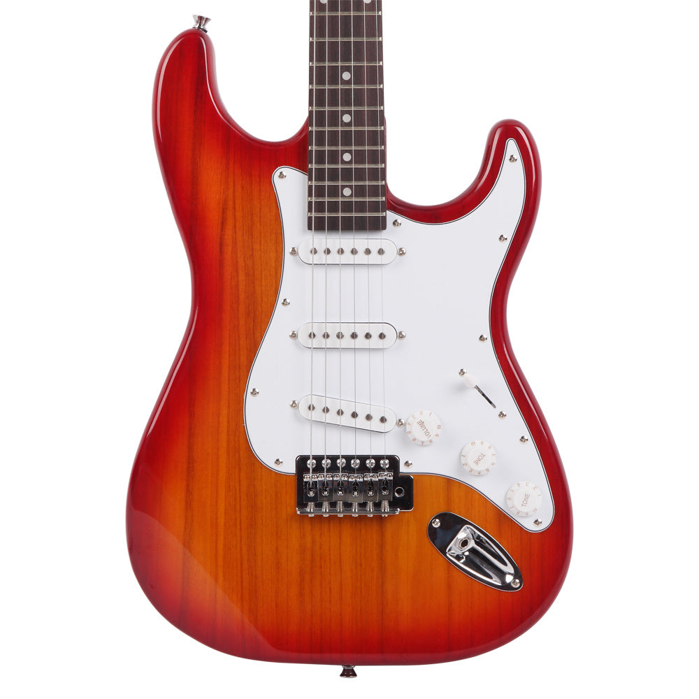 38.6 Inch AST Electric Guitar, Single Pickup, Rosewood Fretboard, Sunburst with White Pickguard, Ideal for Beginner Gift & Daily Practice