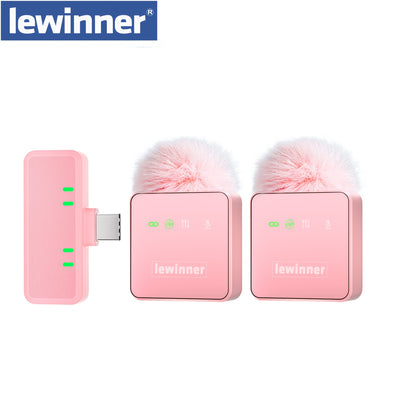 Lewinner Pink 4-Pack 2-Pack Professional Wireless Lavalier Microphone, Upgraded Sound Quality, Noise Reduction Lapel Mic, Microphone for Vlogging, for Recording, Filming Videos, Live Streaming
