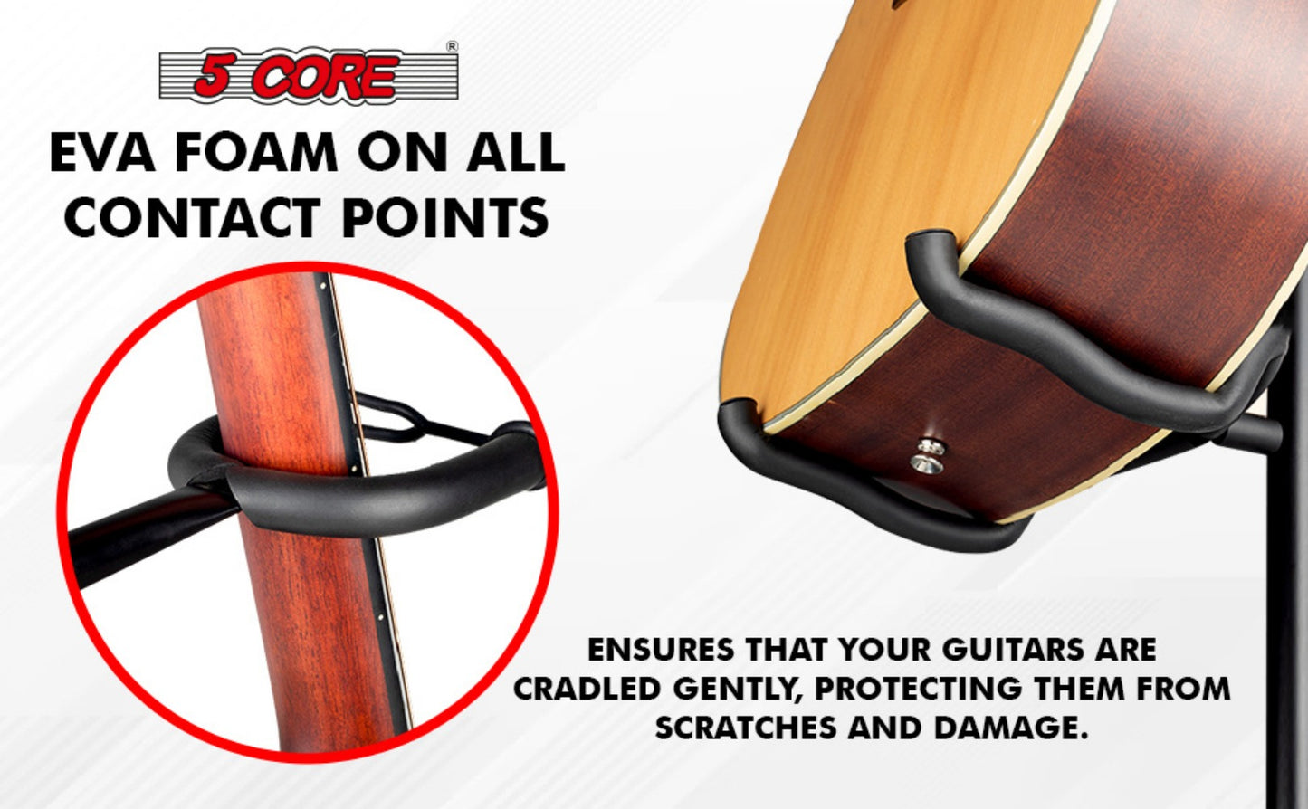 Guitar Stand, Foldable, Adjustable, Core, Triple for Holding And Displaying Guitars