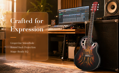 [Electric Acoustic Guitar] 41-Inch Full-Size Cutaway Electric Acoustic Guitar Grape Soundhole Spruce Top Round Back