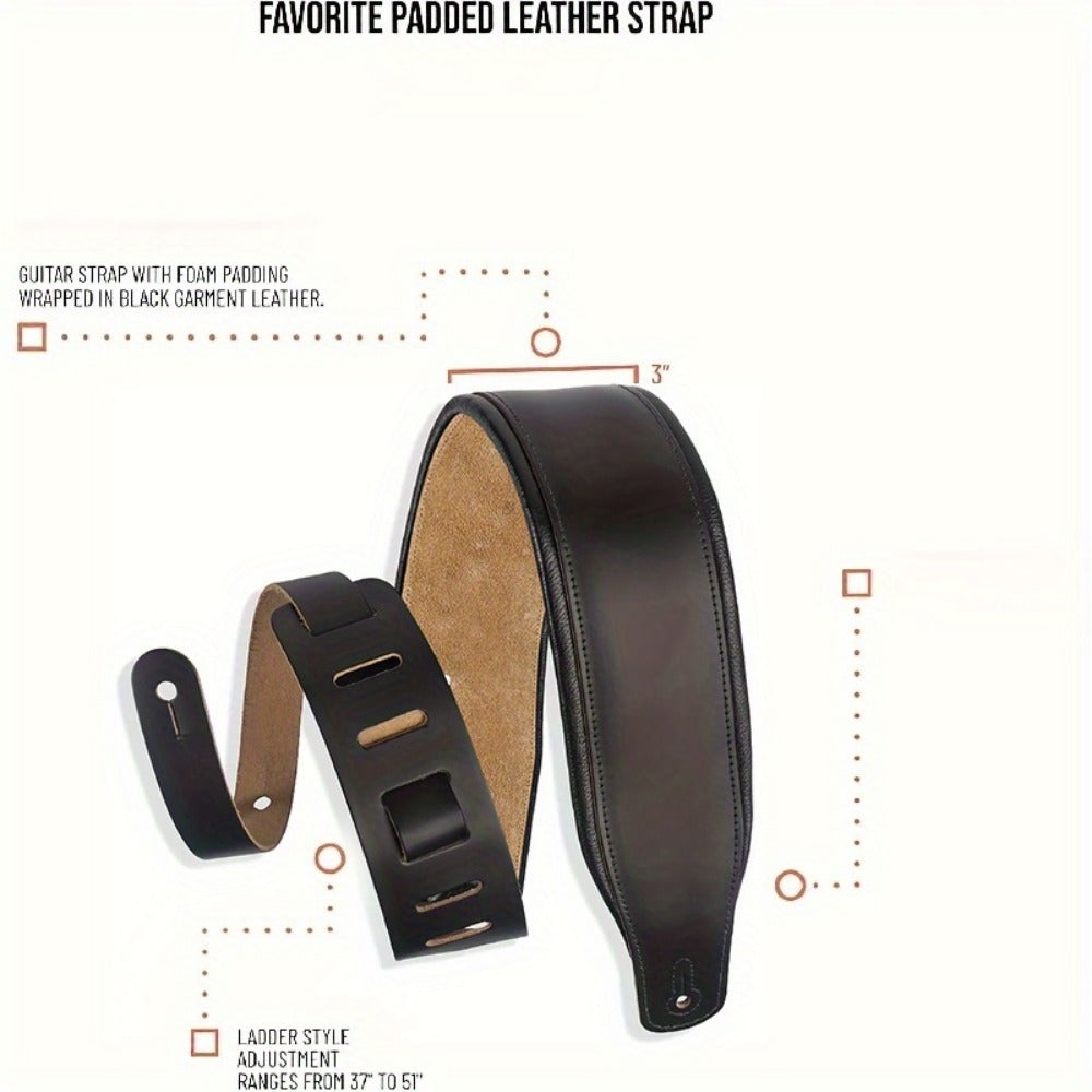 Adjustable Guitar Strap, 37 inches, Adjustable, Leathers, Wide for Supporting A Guitar